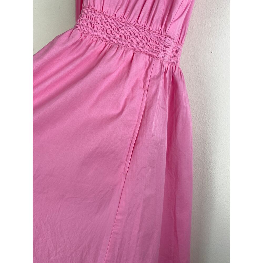 J.Crew Factory Pink Cotton Midi Dress Sleeveless Smocked Waist 6 - Picture 6 of 13